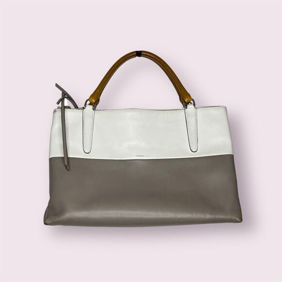Coach 32502 Borough Bag in Two-Tone Leather Gray White Handbag Purse Briefcase - Picture 3 of 15